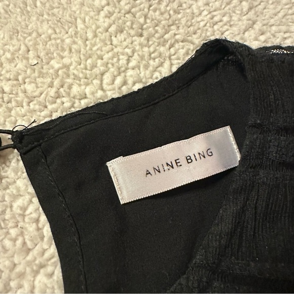 Anine Bing Black Viola Long Sleeve Striped Shift Swing Dress - Picture 10 of 16